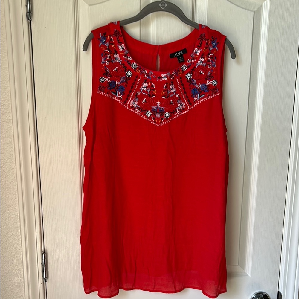 Alyx Red Sleeveless Embellished Blouse